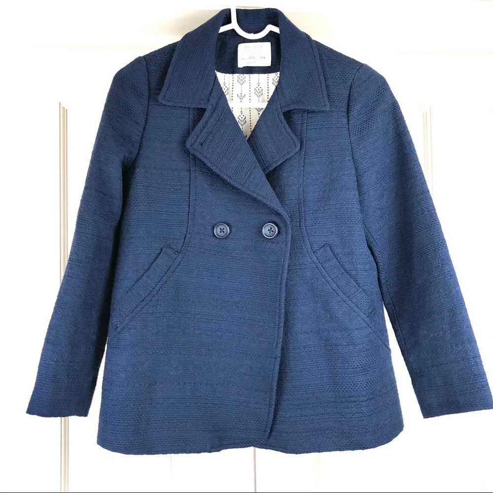 Zara Girl’s blue peacoat jacket 14